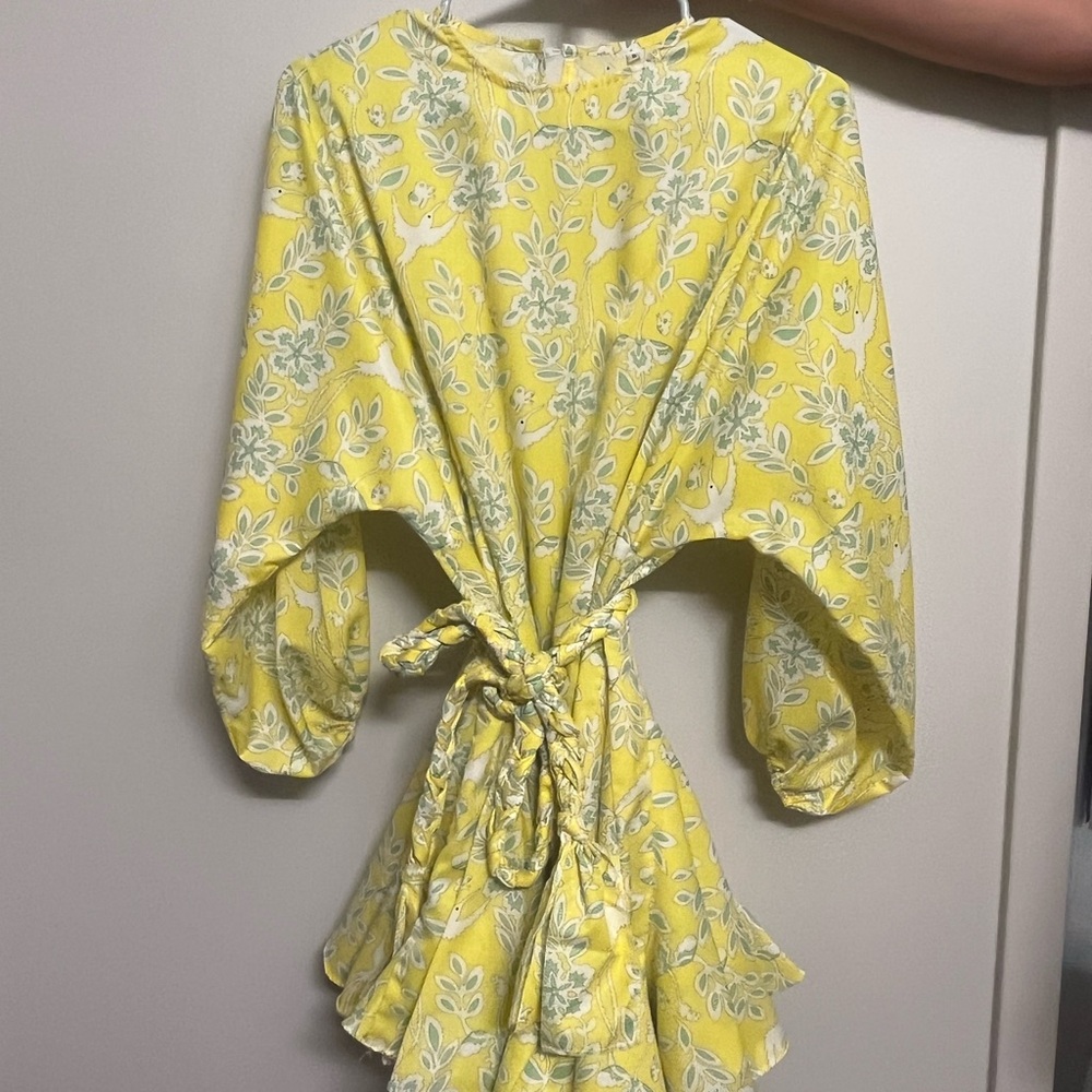Floral Yellow Wrap Dress